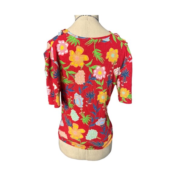Zara Trafaluc Collection Floral Wrap Blouse Multi-Color Summer Bright Size Small - Picture 4 of 4